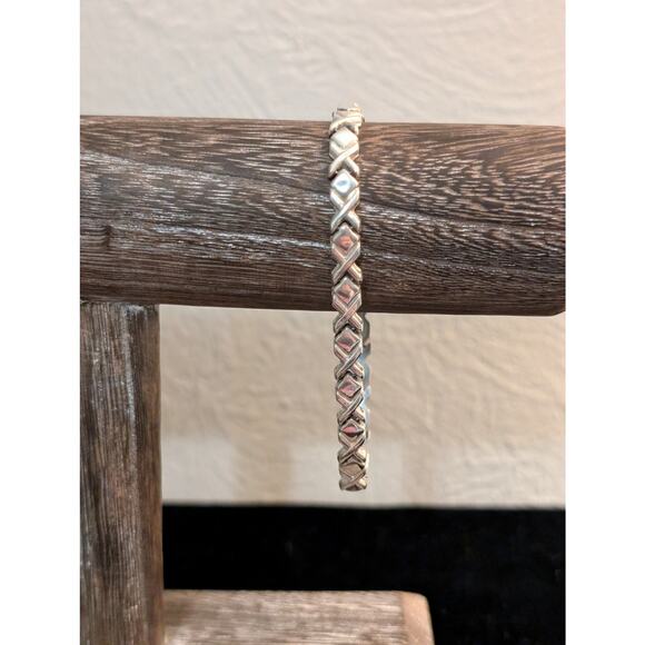VTG 925 Sterling Silver Cross XO Link Bracelet - Picture 3 of 10